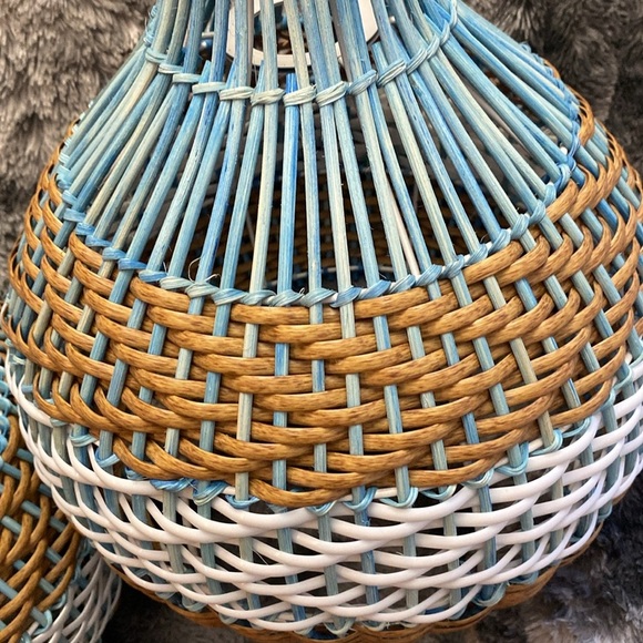 NIB 2 Unique Royal Blue Rattan Pendant Light Handwoven
Round Lamps - Picture 6 of 16